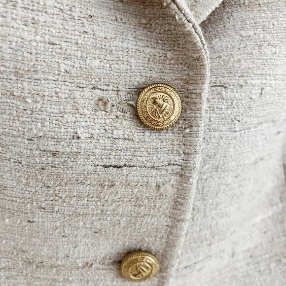 Vintage Devon Hall Cream Neutral Skirt Blazer Suit Set - Picture 8 of 16